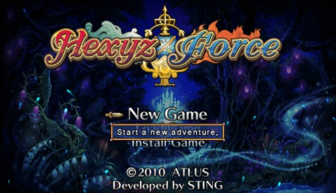 Hexyz Force title screen for PSP